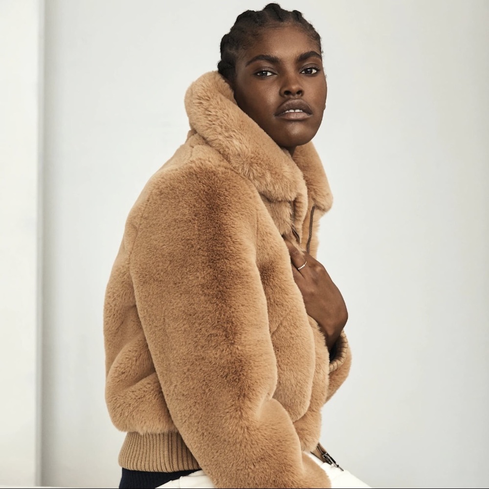 Banana Republic Petite Faux Fur Bomber